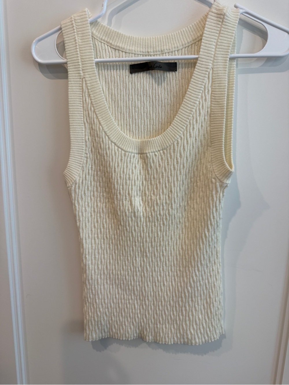 Enza Costa Cream Ribbed Scoop Neck Tank
